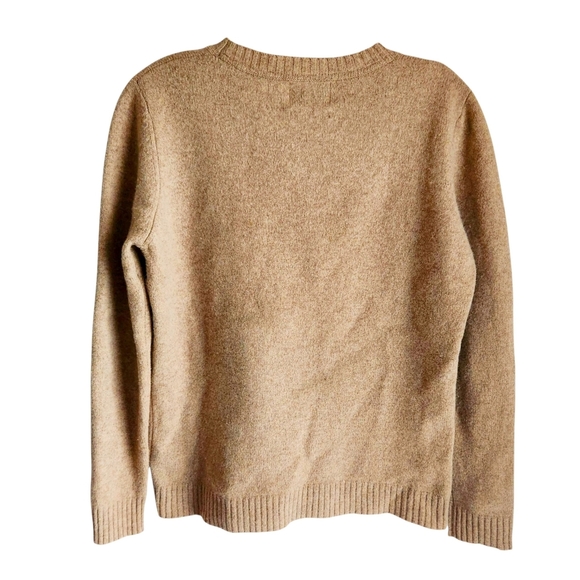 Antoni & Alison Merino Wool Sweater Women M/L Beige Striped Bird Knit Pullover - Picture 5 of 8